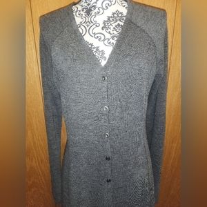 Anama Charcoal Long Sleeve Button Down Full Length Sweater Size M